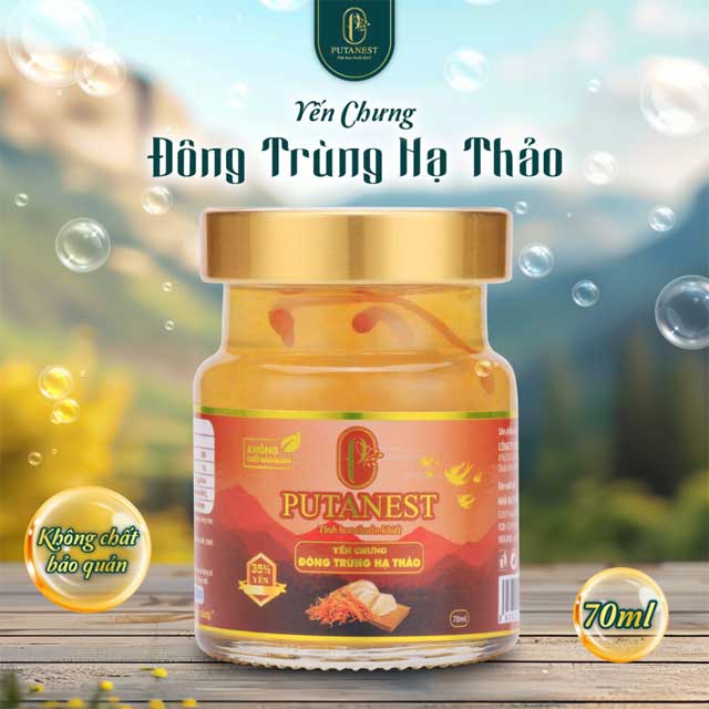 Hộp Quà Bách Hoa Niên 10 Hũ Yến Chưng Đông Trùng Hạ Thảo 35% 70ml