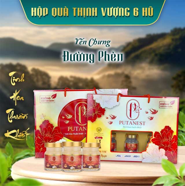 Hộp Thịnh Vượng 6 Hũ Yến Chưng Thượng Hạng Đường Phèn 35%