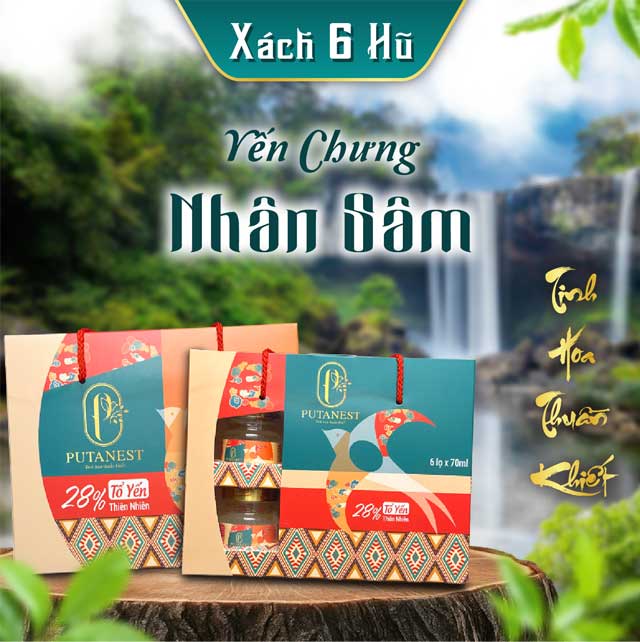 Xách 6 Hũ Yến Chưng Cao Cấp Nhân Sâm 28%